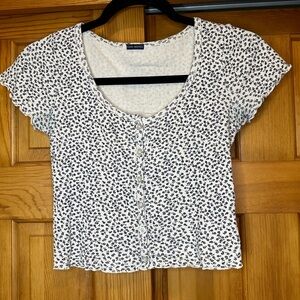 Brandy Melville Zelly Top White Black Floral